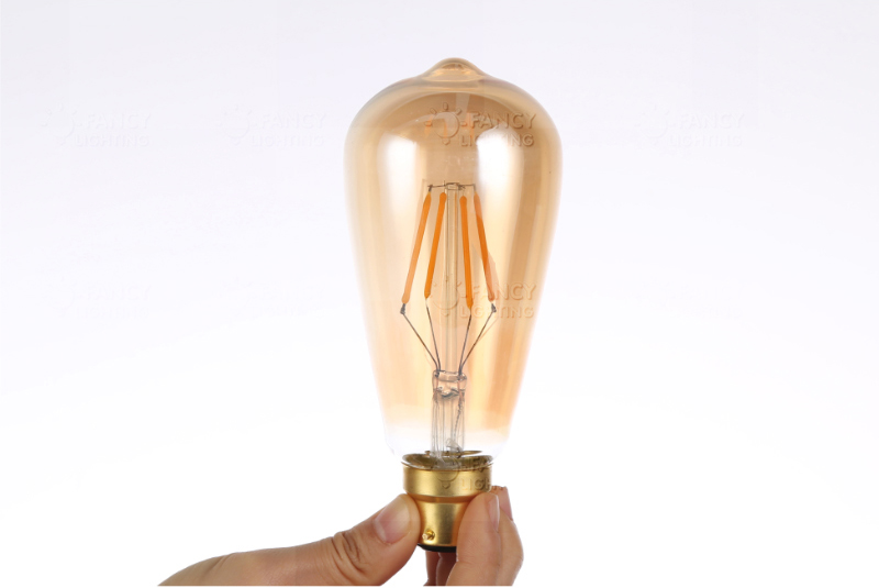 b22 st64 dimmable led edison filament light bulb 220v 4w6w 8w golden led bulb 360 degree energy saving replace incandescent bulb