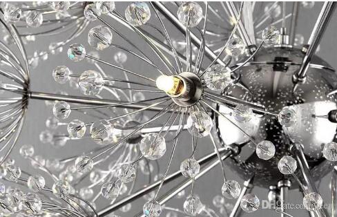 droplight 47cm european luxury creative dandelion led crystal chandeliers modern minimalist k9 crystal light