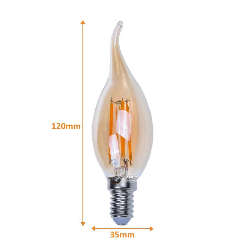e14 high efficiency led filament candle bulb lamp c35 4w 85~265v led light bulb for living room/bedroom/home decor bombilla vela