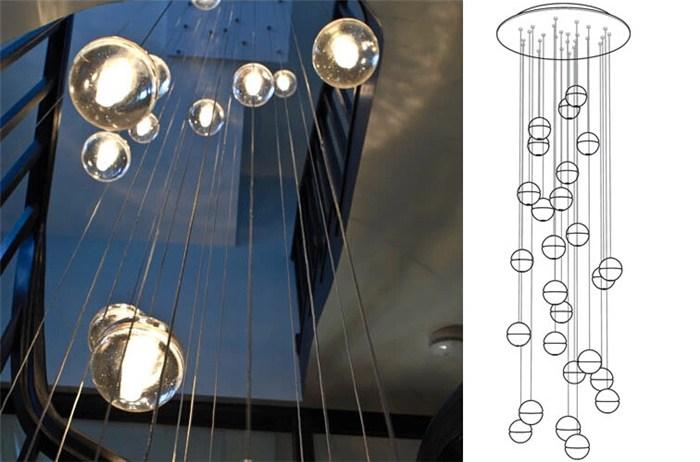 g4 led crystal glass ball pendant lamp meteor rain meteoric shower stair bar droplight chandelier lighting ac110-240v