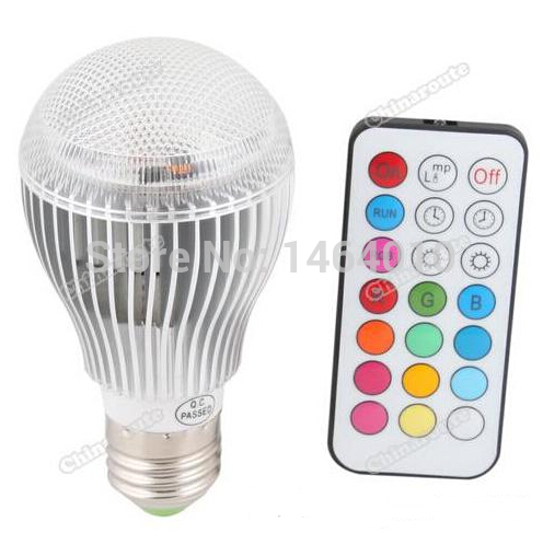 high power ac 110-240v 9w e27 rgb led bulbs light with new wireless remote control for party/christmas lighting