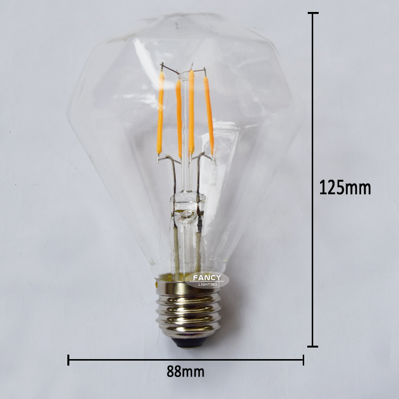led edison filament light bulb g95 diamond e27 85~265v 4w led lamp 360 degree energy saving replace incandescent bulb home decor