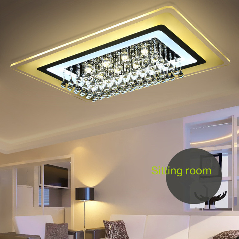 modern fashion ultra thin acrylic led ceiling light romantic square k9 crystal pmma living room ceiling lamp