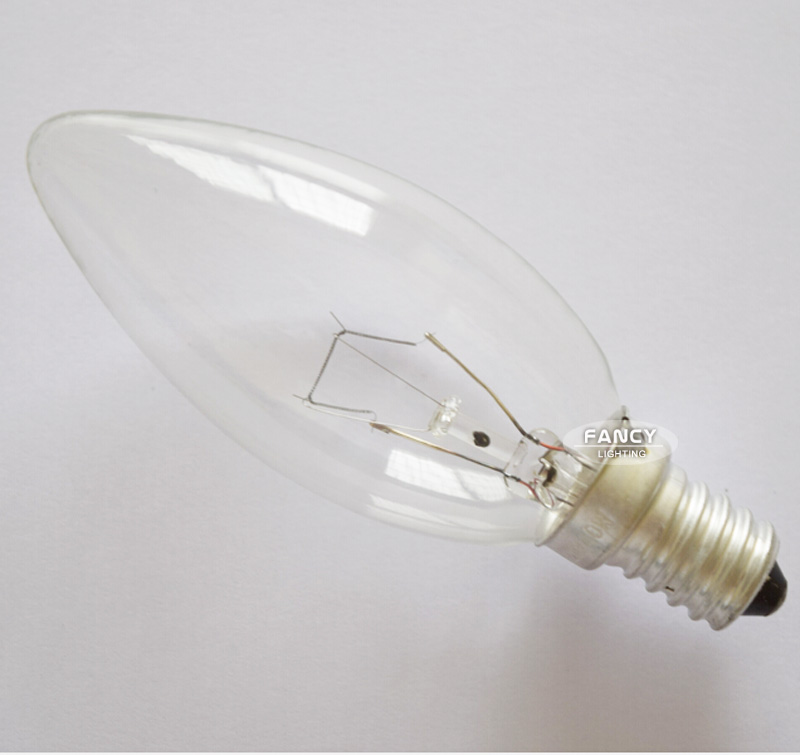 promotion! wholer price candle light bulb 220v 40w e14 incandescent lamp bulb for crystal chandeliers floor lamp table lamp