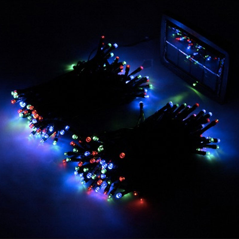 solar power blue yellow white colors lights string garlands 100 leds garden christmas party string fairy lamps