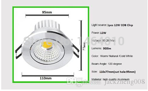 ultar bright cob 21w 18w 15w 12w 9w recessed led downlights ac 85-277v dimmable led down lights warm/cool white + power drivers