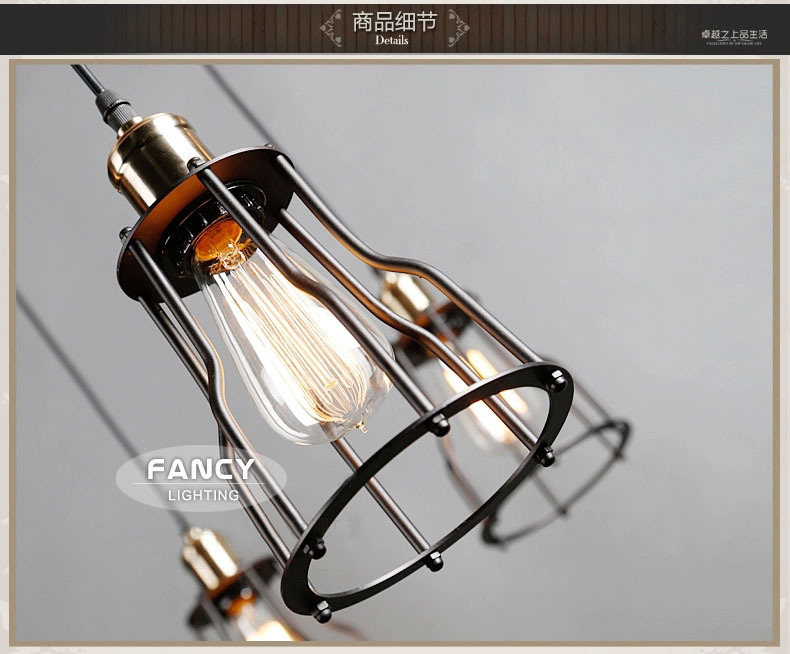 vintage edison pendant lamp 6 lights adjustable bar pendant light 110/220v iron hanging light for living room lampara colgante