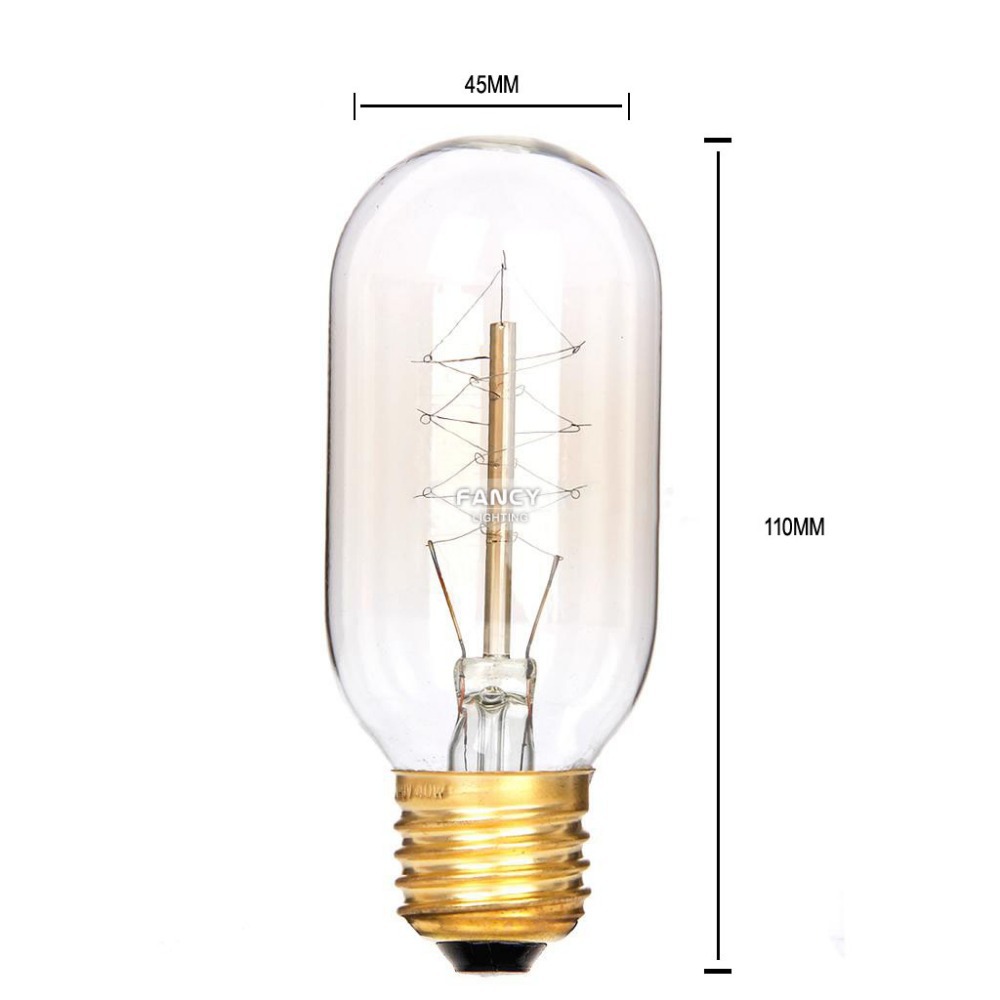 whole price vintage edison lamp miniature incandescent light bulb t45 lighting tube 110/220v retro edison filament lamp bulb