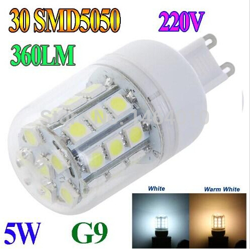 x5 g9 5w 30 smd5050 smd 5050 led corn light bulb led lamp warm white or white lighting 220v 360 degree corn bulbs