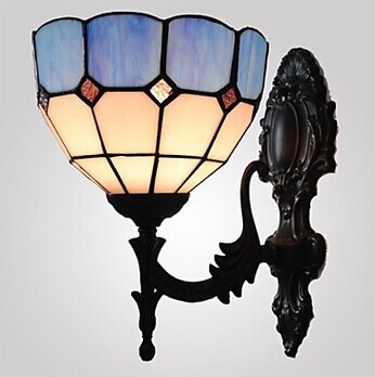 1 light,6 inches stained glass tiffany vintage lamp wall led light for home lighting arandela lampara pared,e27,bulb included