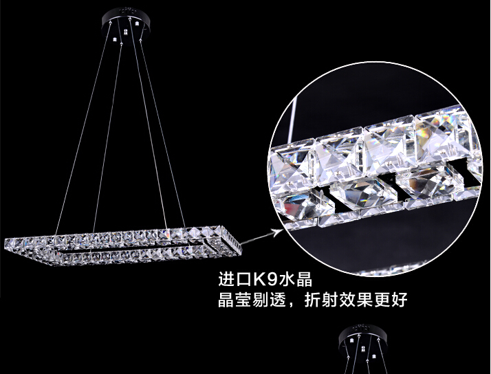 20cm led crystal pendant lights, modern square stainless steel plating,for game room, kids room, bathroom, living room