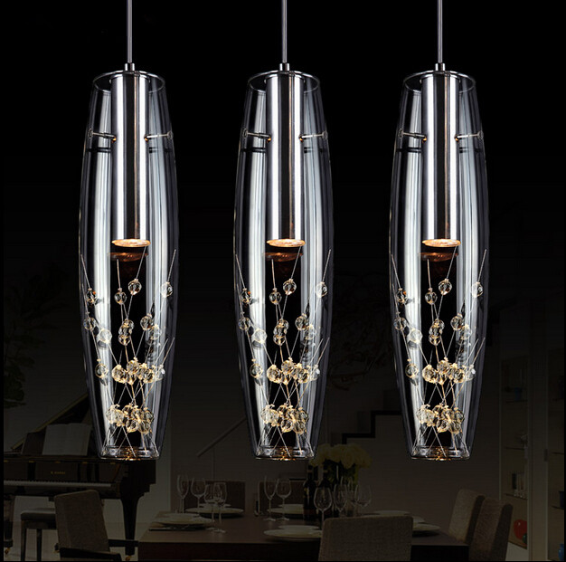 3 lights creative vase crystal led pendant lights creative hanging lamp fixtures for bar cafe home living simple lustres de sala
