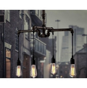 4 lights,e27,retro loft style water pipe vintage industrial pendant lamp light in iron shade,lustres de sala teto,bulb included