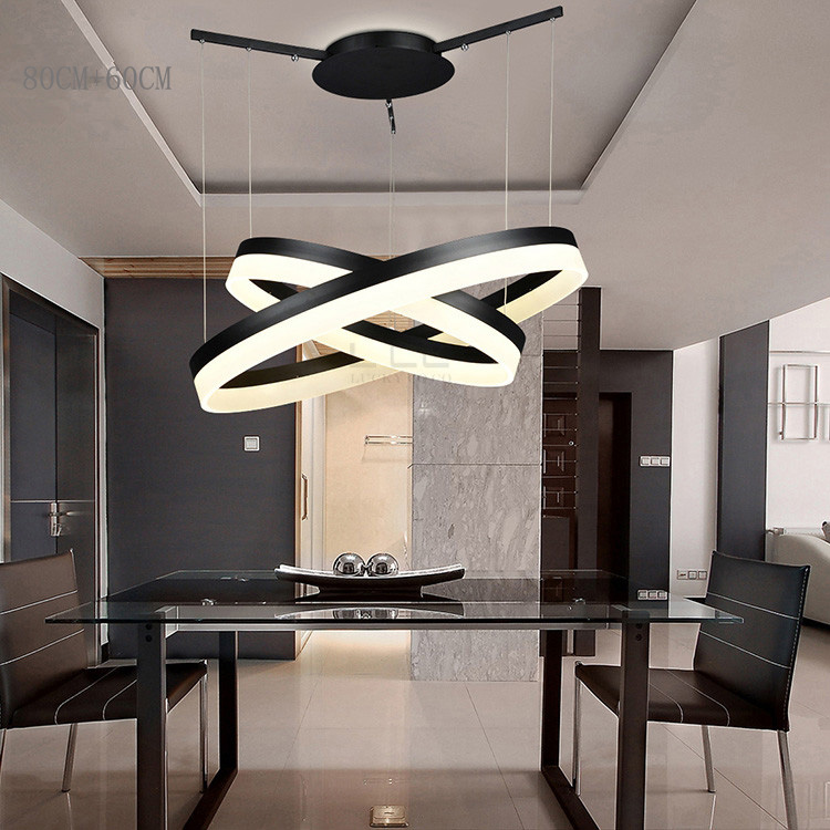 64watt led pendant light white/black chrome acryl flexible ring modern design ysl1301b-2