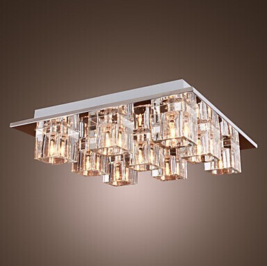 9 lights modern k9 crystal ceiling light for living room,luminarias lustres de cristal,g4 bulb included,stainless steel