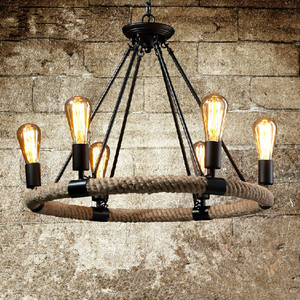 american country restaurant pendant lamp retro wrought iron twine droplight ysld97-6