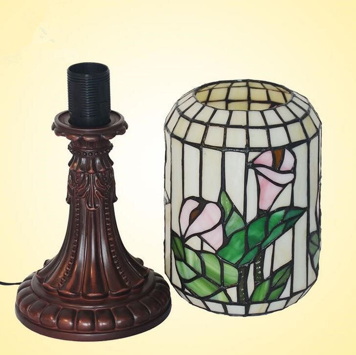 antique table lamps warm stained glass flowers lantern lamp bedroom bedside light,yslc-17,