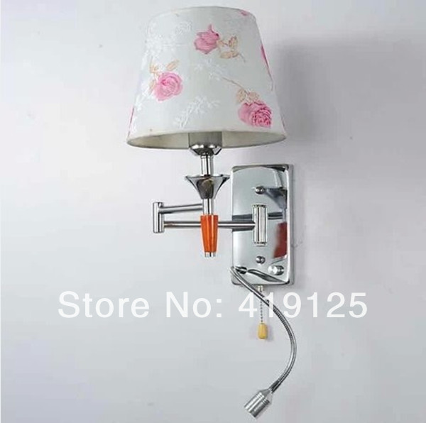 bedroom wall lamp plumbing hose led reading light reading lamp fabric rocker arm wall lamp 5006 - 3