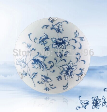 blue and white porcelain,hand painted,20w led ceiling light traditional with glass shade material