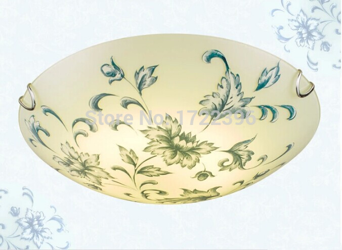 blue and white porcelain,hand painted,20w led ceiling light traditional with glass shade material