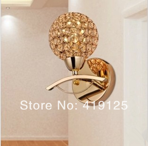 brief modern crystal gold wall lamp ofhead mirror stair single circle frha b25