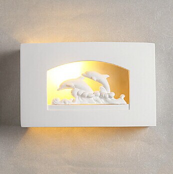 ceramic,white dolphin plaster modern led wall lamp , led wall sconce light ,ac,bulb included