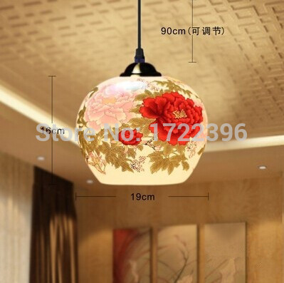 chinese style,jingdezhen ceramic,multicolour flowers,1 light,warm light,for dining room living room study,e27,bulb included