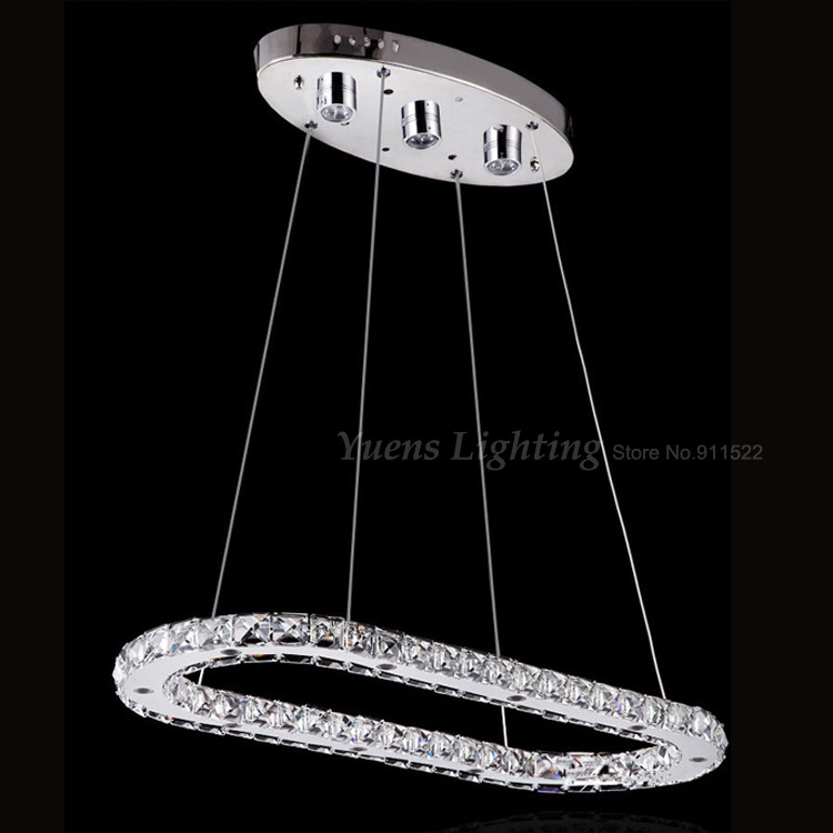contracted and modern led crystal pendant light stainless steel double loop restaurant bedroom lamp yslmcoc2