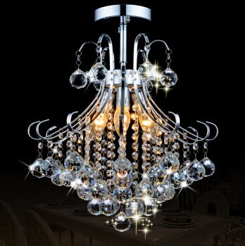 crystal chandelier with 3 lights (chrome finish) ,e14, for kids room, bathroom, living room,bulb included,