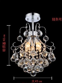 crystal chandelier with 3 lights (chrome finish) ,e14, for kids room, bathroom, living room,bulb included,