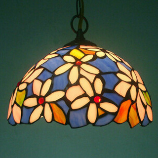 dia.30cm country style pendant lamp shade flower design stained glass vintage light shade,
