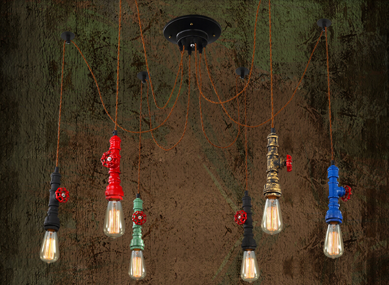 edison retro loft style industrial vintage pendant lights fxitures bar dinning room rope pipe lamp 5 colors suspension luminaire