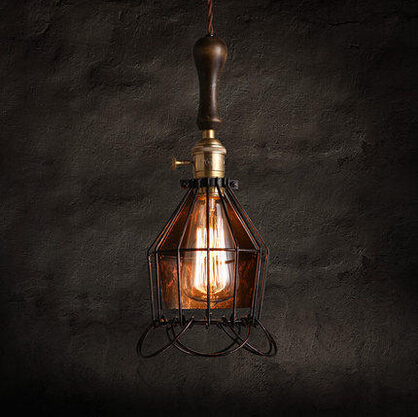 edison style loft industrial pendant light with cage lampshade for bar cafe home lighting vintage lamp lamparas colgantes