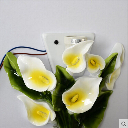 european nature resin calla led wall lamp decorative flowers wall sconce fixtures for balcony aisle bedside light home lighting