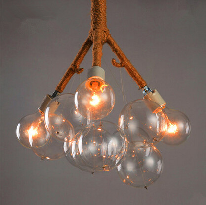 fashion edison loft industrial vintage pendant lights with glass ball for bar cafe dinning room hanging lamp lustre