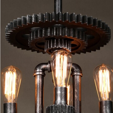 loft style water pipe creative mechanical gear edison pendant lights fixtures hanging lamp vintage industrial lighting