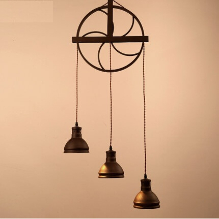 loft style windmill metal pulley industrail vintage led pendant lights fixtures for dining room hanging lamp home lighting