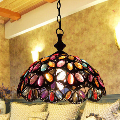 metal glass tiffany led pendant lights,colorful hanging lamp lamparas colgantes for bar dining room