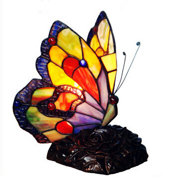 modern art deco colorful butterfly glass desk lamp living room decoration bedroom table lighting,