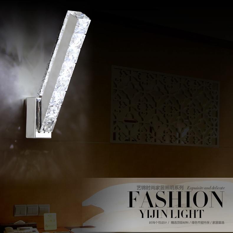 modern fashion k9 crystal light fixtures wall lamp for parlor,study,bedroom lighting ysl-led7004,
