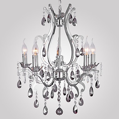 modern led k9 crystal chandelier lamps with 5 lights,lustre de crystal,for home living lights,e14 bulb included,ac 90v~260v