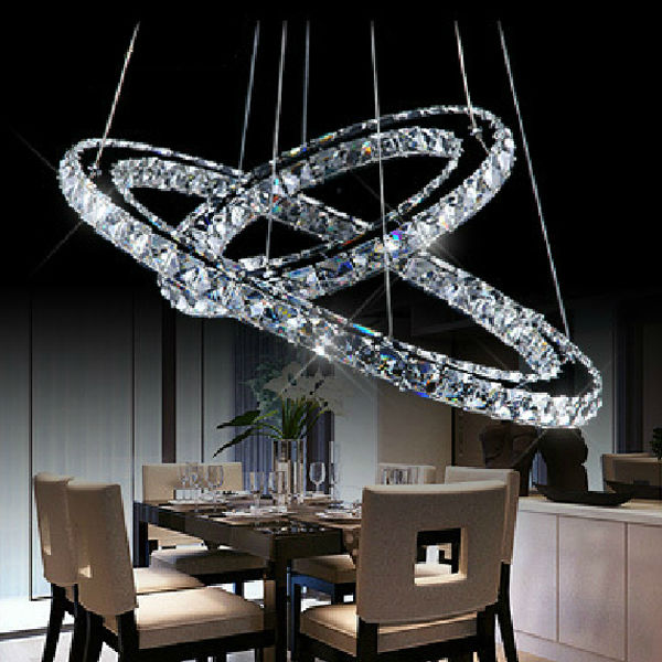 modern two circles led crystal chandelier light with dia.500+dia.300mm,