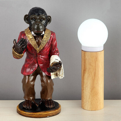 new chimpanzee led desk lamp resin tafellamp table light glass lampshade fixtures for bar home living lighting luminaria de mesa