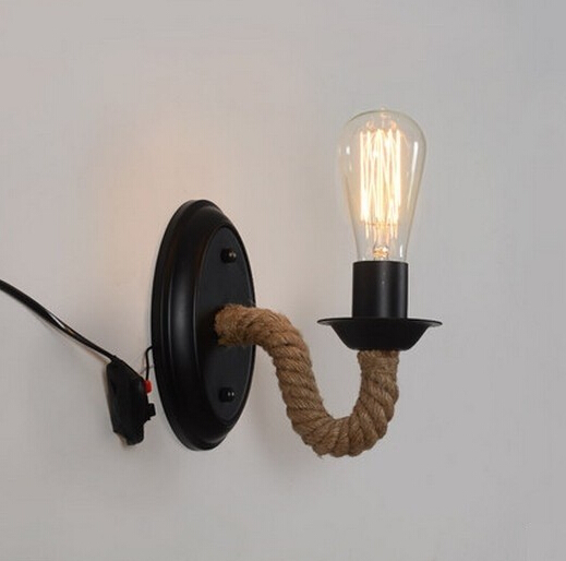 nordic american country loft style rope edison wall sconce vintage wall lamp antique industrial wall lights for home lightings