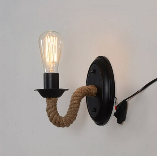 nordic american country loft style rope edison wall sconce vintage wall lamp antique industrial wall lights for home lightings