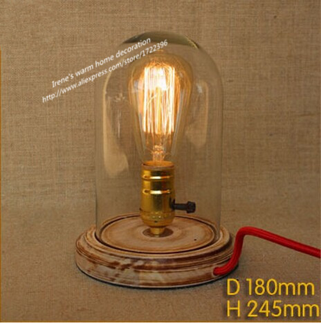 nordic mediterranean style vintage table light wooden glass lampshade desk lamp for bedroom study room,e27*1 bulb included