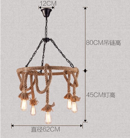 nordic rustic vintage industrial lighting edison pendant light fixtures with 6 lights hemp rope loft lamp hanglamp lamparas