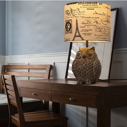 resin owl american country nordic led desk lamp loft retro novelty table lamp for study room bar light luminaria de mesa