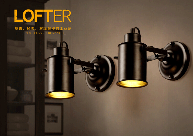 retro iron loft industrial vintage led wall lights,creative child wall lamps angle can be adjusted,led wall sconces