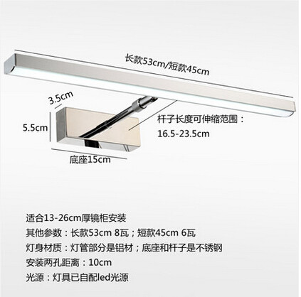 rotatable flexible modern led bathroom mirror light stainless steel wall lamp for home living lights